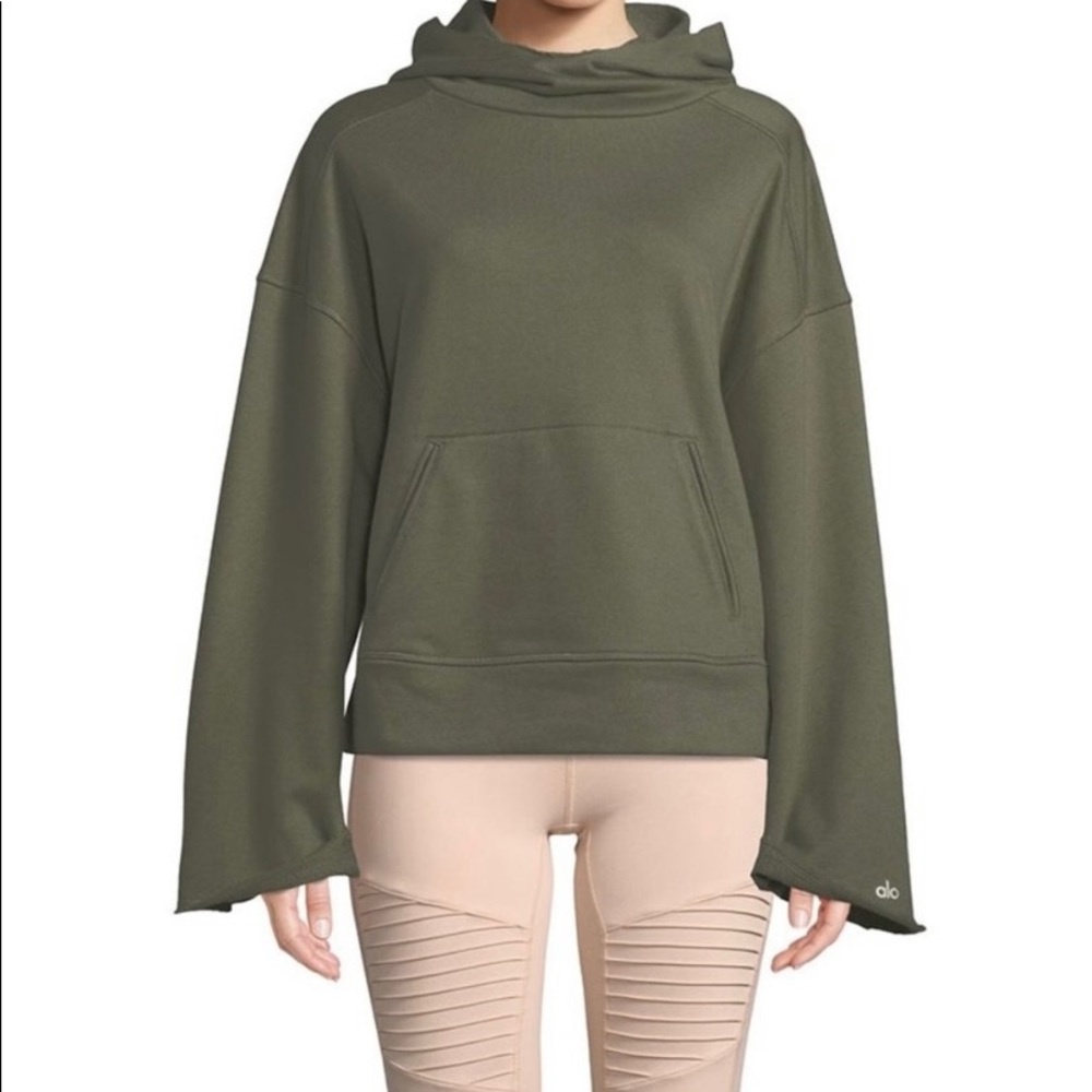 Alo Yoga Low Key Wide Sleeve Hoodie Jungle Sz S